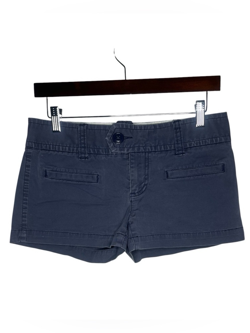 Y2K Vintage American Eagle Blue Low Rise Mini Shorts Stretch Cotton Chino